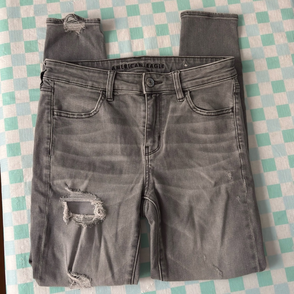 American Eagle Dark Grey Next Level Stretch Jeggings Skinny Jeans Size 10